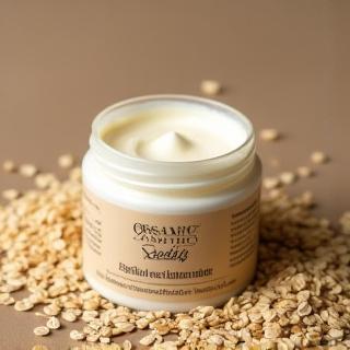 Jar of organic oatmeal pet conditioner